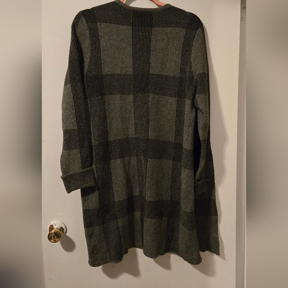 Apt.9 Gray Plaid Open Front Cardigan Size S/M B3 - Picture 3 of 4